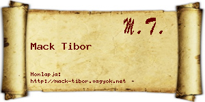 Mack Tibor névjegykártya